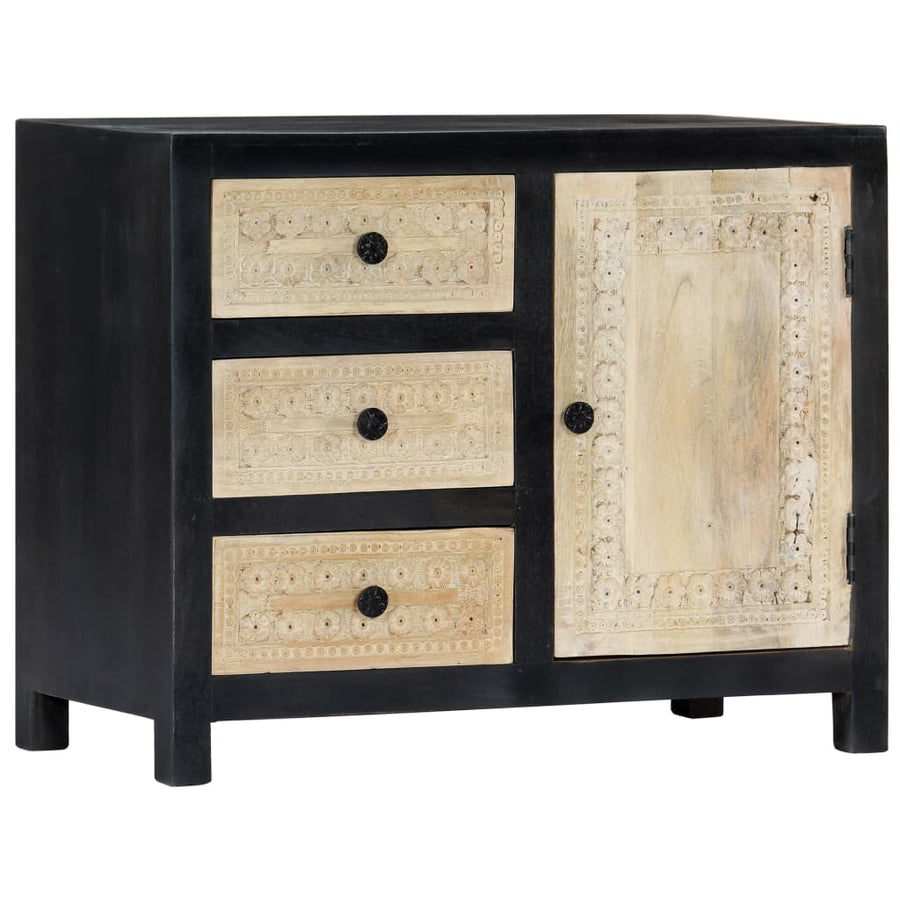 Bijzetkast Handgesneden 75X35X60 Cm Massief Mangohout