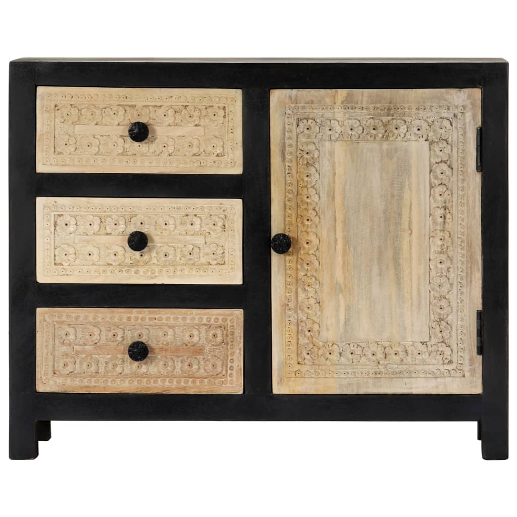 Bijzetkast Handgesneden 75X35X60 Cm Massief Mangohout