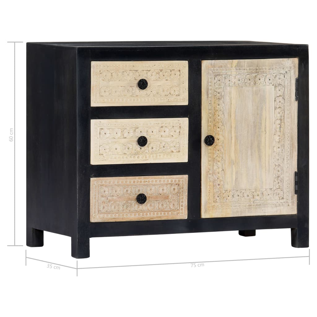 Bijzetkast Handgesneden 75X35X60 Cm Massief Mangohout