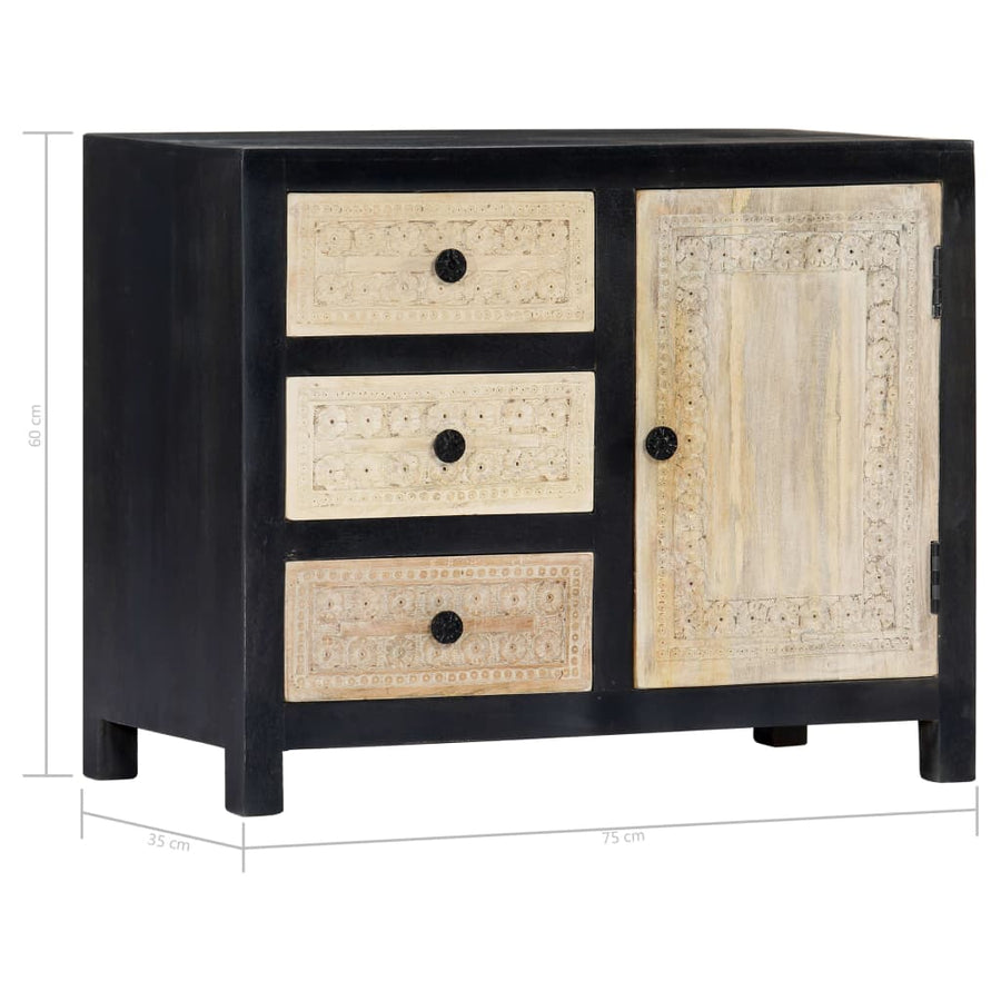Bijzetkast Handgesneden 75X35X60 Cm Massief Mangohout