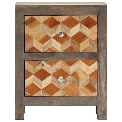 Nachtkastje 40X30X50 Cm Massief Mangohout Grijs