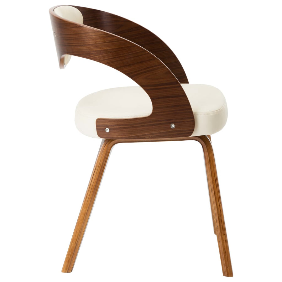 Eetkamerstoelen Gebogen Hout En Kunstleer Kleurig 2 Crème en donkerbruin