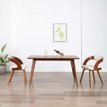 Eetkamerstoelen Gebogen Hout En Kunstleer Kleurig 2 Crème en donkerbruin