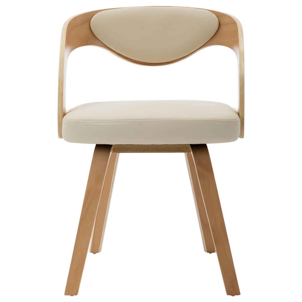 Eetkamerstoelen Gebogen Hout En Kunstleer Kleurig 2 Crème en lichtbruin
