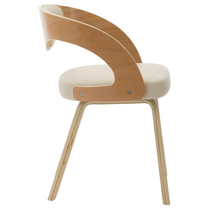 Eetkamerstoelen Gebogen Hout En Kunstleer Kleurig 2 Crème en lichtbruin