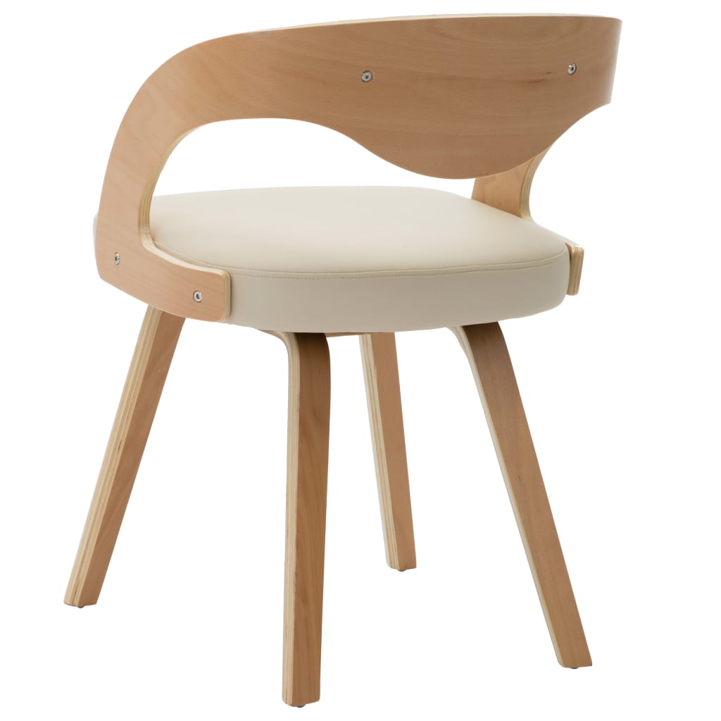 Eetkamerstoelen Gebogen Hout En Kunstleer Kleurig 2 Crème en lichtbruin