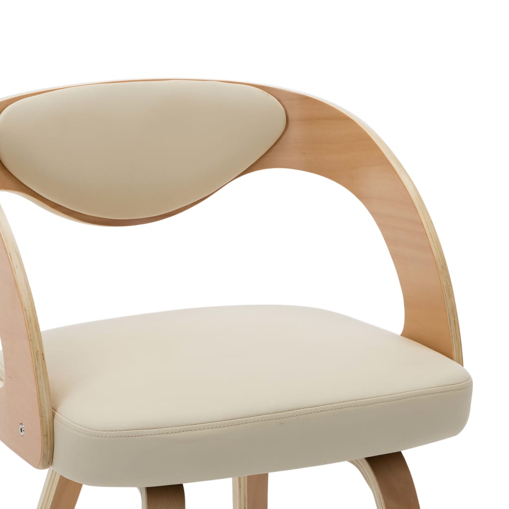 Eetkamerstoelen Gebogen Hout En Kunstleer Kleurig 2 Crème en lichtbruin