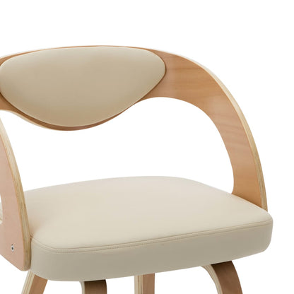 Eetkamerstoelen Gebogen Hout En Kunstleer Kleurig 2 Crème en lichtbruin