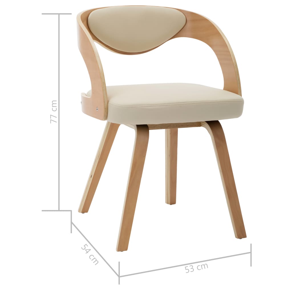 Eetkamerstoelen Gebogen Hout En Kunstleer Kleurig 2 Crème en lichtbruin