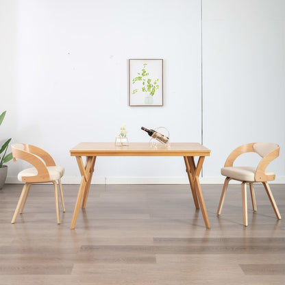 Eetkamerstoelen Gebogen Hout En Kunstleer Kleurig 2 Crème en lichtbruin