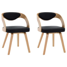 Eetkamerstoelen Gebogen Hout En Kunstleer 2 Zwart en lichtbruin