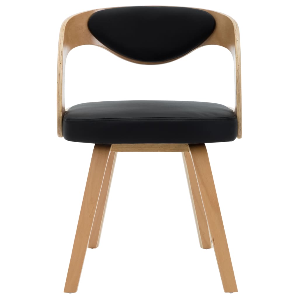 Eetkamerstoelen Gebogen Hout En Kunstleer 2 Zwart en lichtbruin