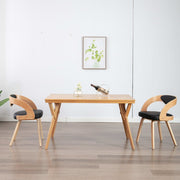 Eetkamerstoelen 2 st gebogen hout kunstleer zwart lichtbruin
