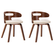 Eetkamerstoelen Gebogen Hout En Kunstleer Kleurig 2 Crème en donkerbruin