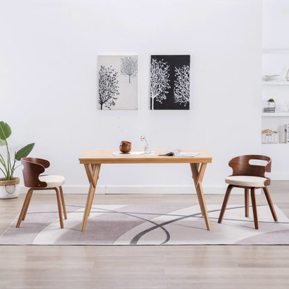 Eetkamerstoelen Gebogen Hout En Kunstleer Kleurig 2 Crème en donkerbruin