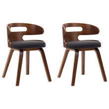 Eetkamerstoelen 2 St Gebogen Hout En Stof Donkergrijs Grijs en donkerbruin