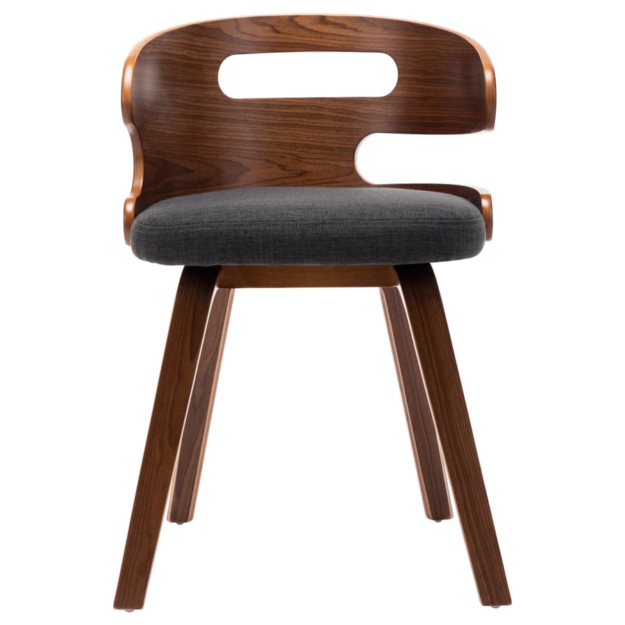 Eetkamerstoelen 2 St Gebogen Hout En Stof Donkergrijs Grijs en donkerbruin