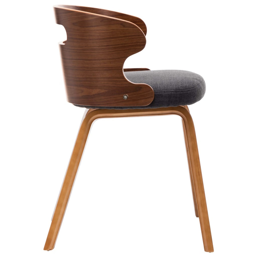 Eetkamerstoelen 2 St Gebogen Hout En Stof Donkergrijs Grijs en donkerbruin