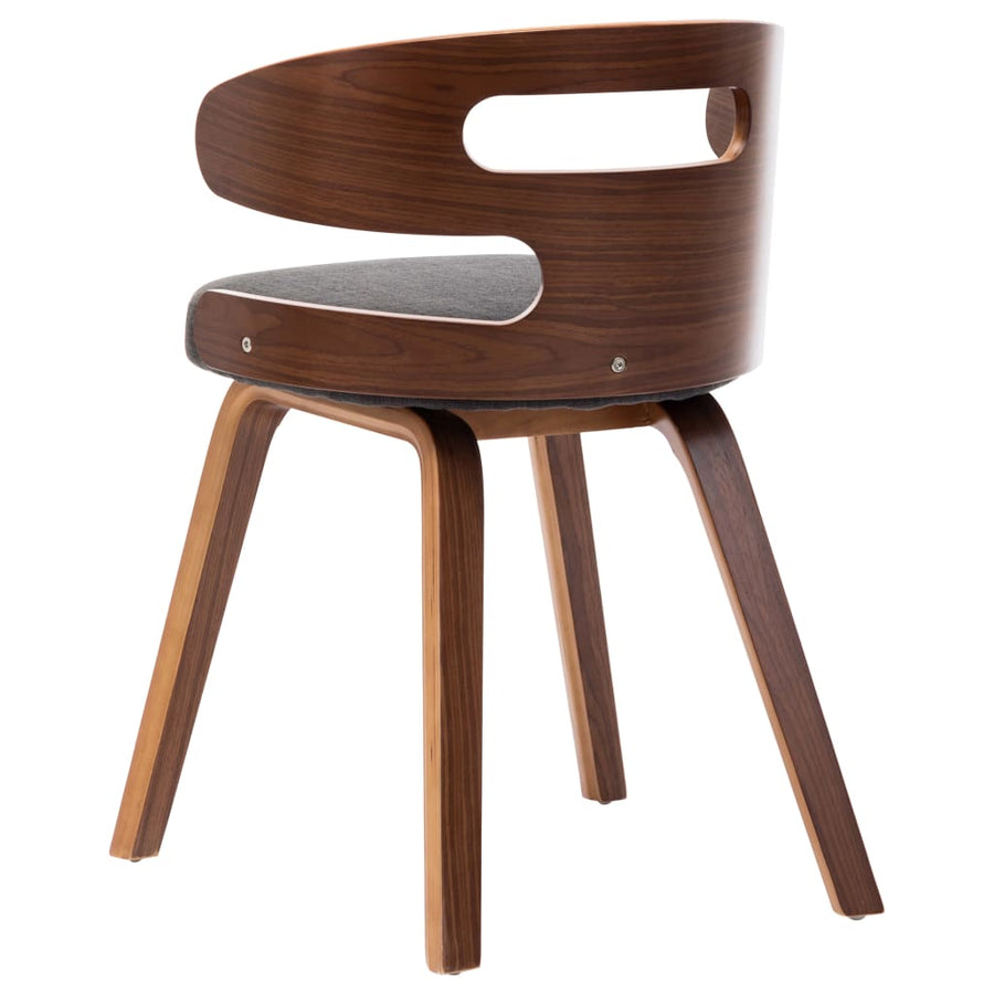 Eetkamerstoelen 2 St Gebogen Hout En Stof Donkergrijs Grijs en donkerbruin