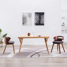 Eetkamerstoelen 2 St Gebogen Hout En Stof Donkergrijs Grijs en donkerbruin