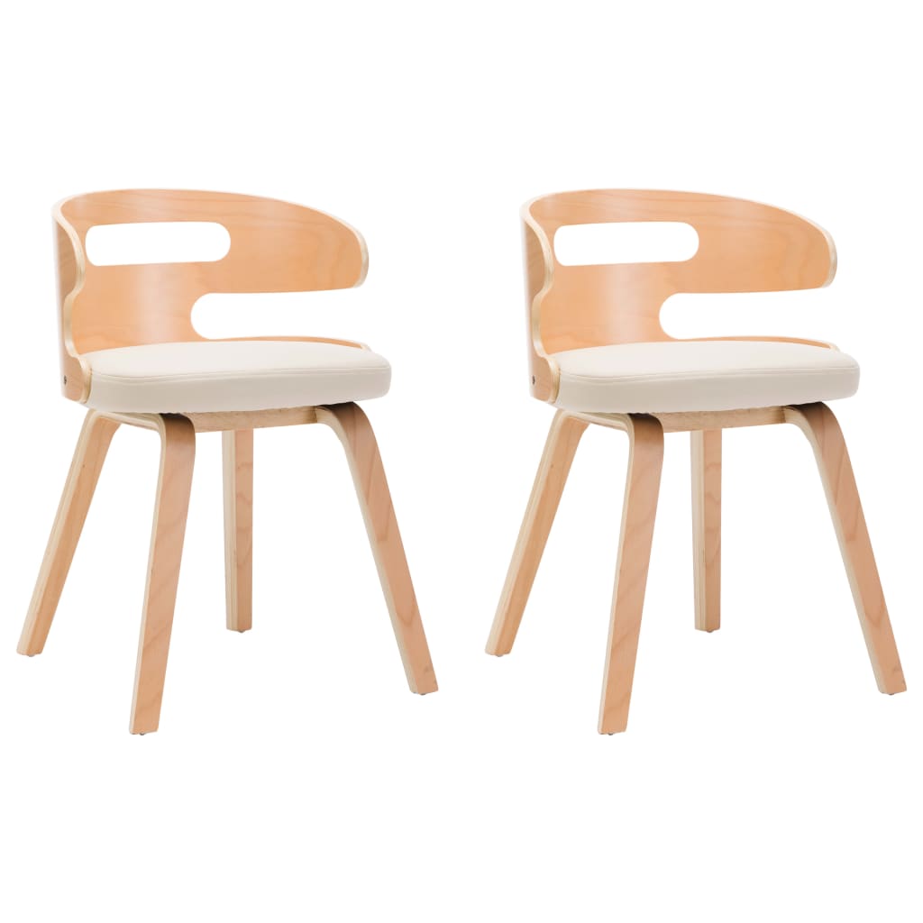 Eetkamerstoelen Gebogen Hout En Kunstleer Kleurig 2 Crème en lichtbruin