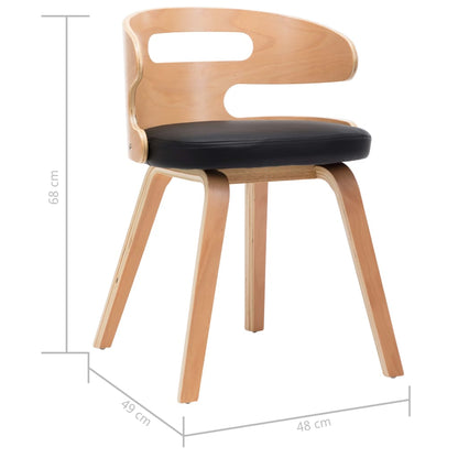 Eetkamerstoelen Gebogen Hout En Kunstleer 2 Zwart en lichtbruin