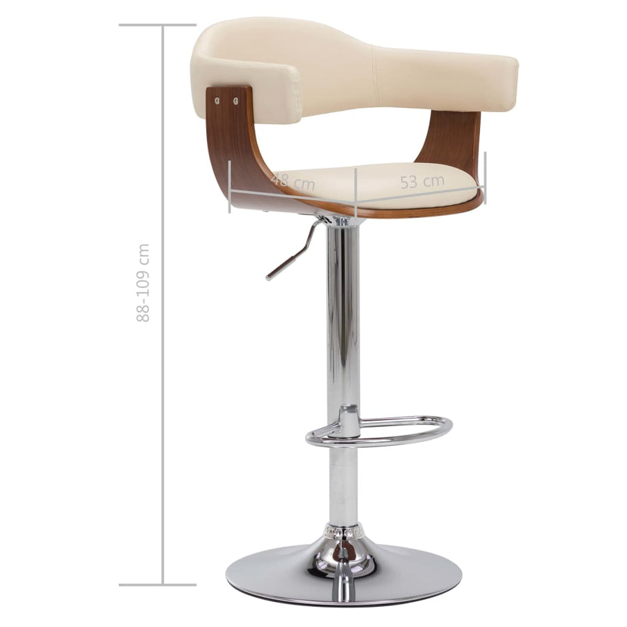 Barkrukken Gebogen Hout En Kunstleer Kleurig Crème en donkerbruin