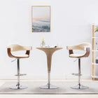 2 bar stools bent wood and faux leather cream