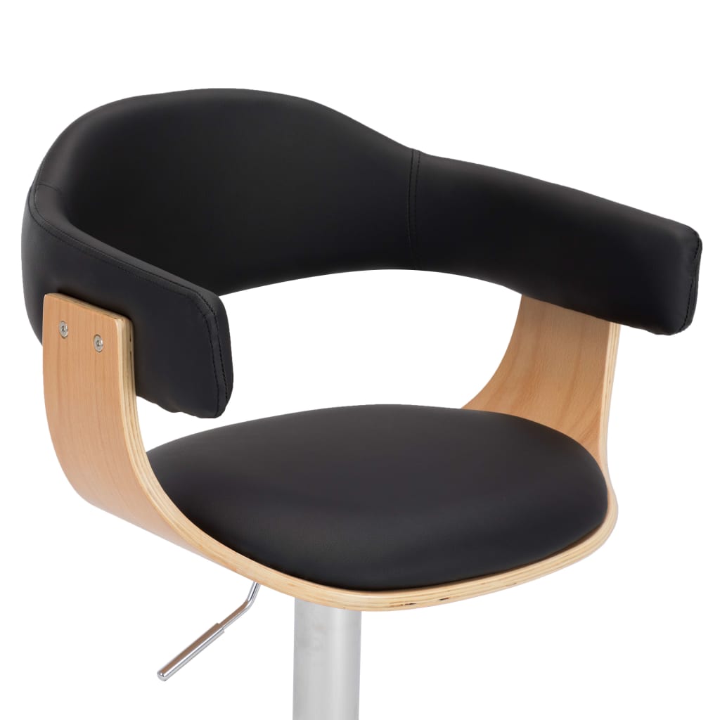 Barkrukken Gebogen Hout En Kunstleer Zwart en lichtbruin