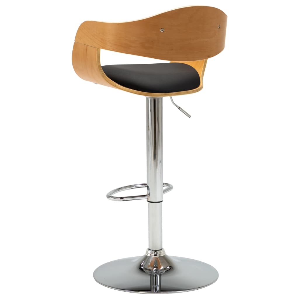 Barkruk Gebogen Hout En Kunstleer 1 Zwart en lichtbruin