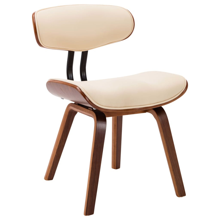 Eetkamerstoelen 2 St Gebogen Hout En Kunstleer Crèmekleurig Crème en donkerbruin