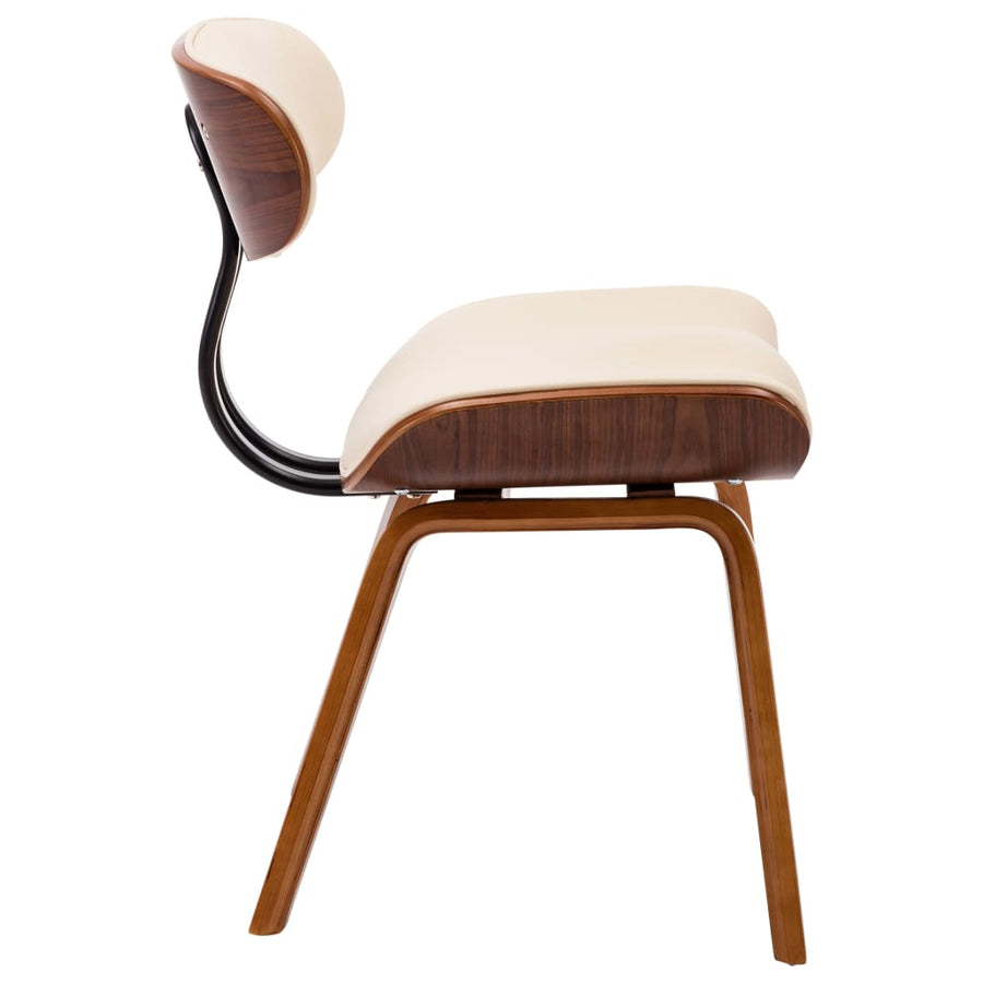 Eetkamerstoelen 2 St Gebogen Hout En Kunstleer Crèmekleurig Crème en donkerbruin