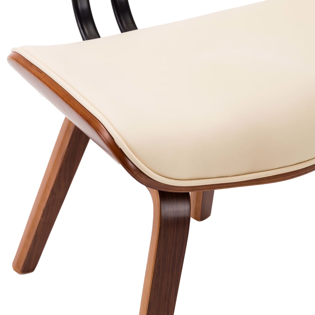 Eetkamerstoelen 2 St Gebogen Hout En Kunstleer Crèmekleurig Crème en donkerbruin
