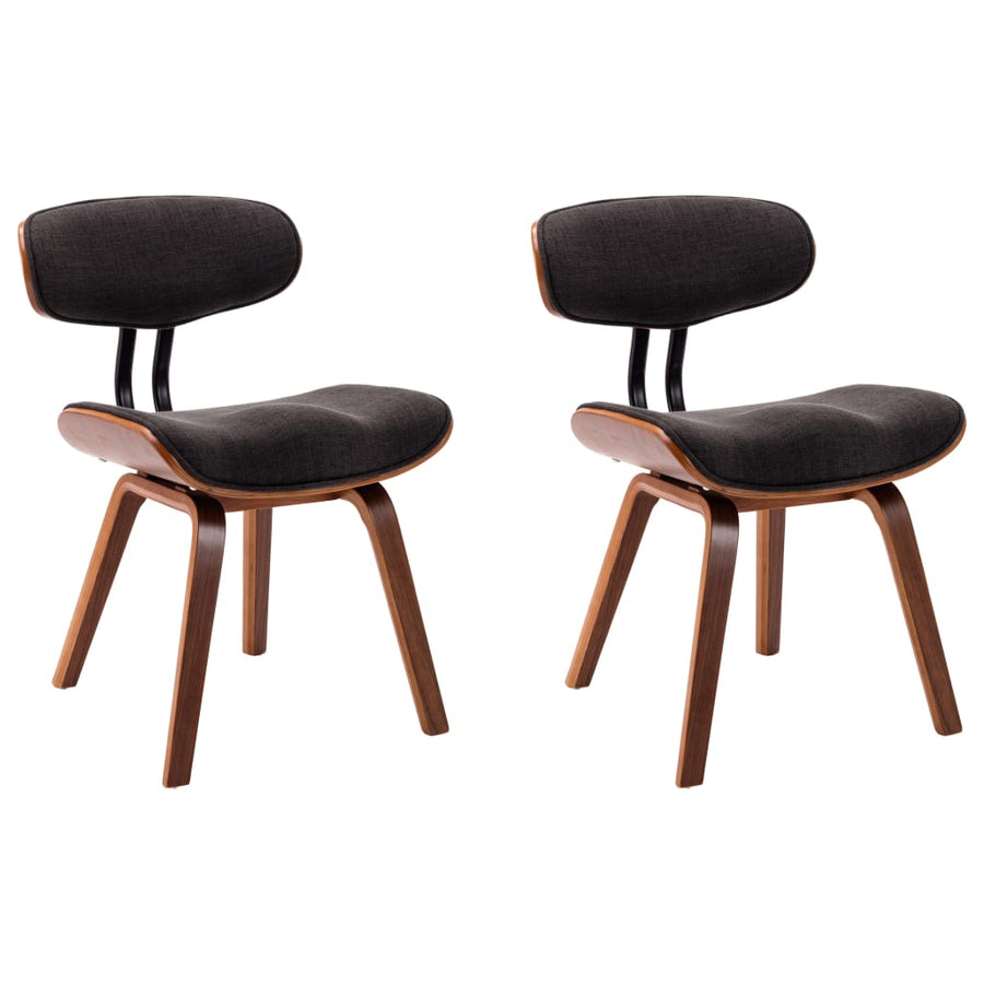 Eetkamerstoelen 2 st gebogen hout en stof grijs