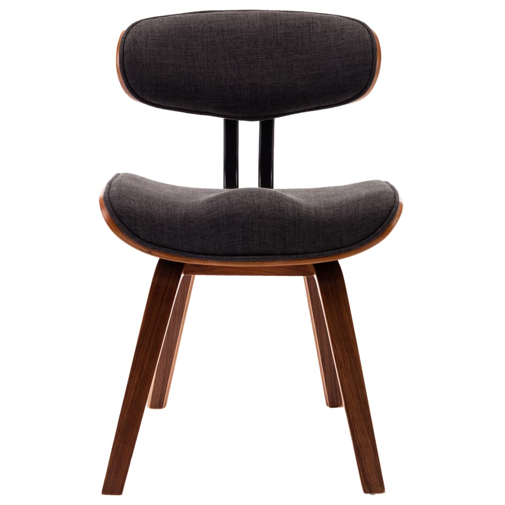 Eetkamerstoelen 2 st gebogen hout en stof grijs