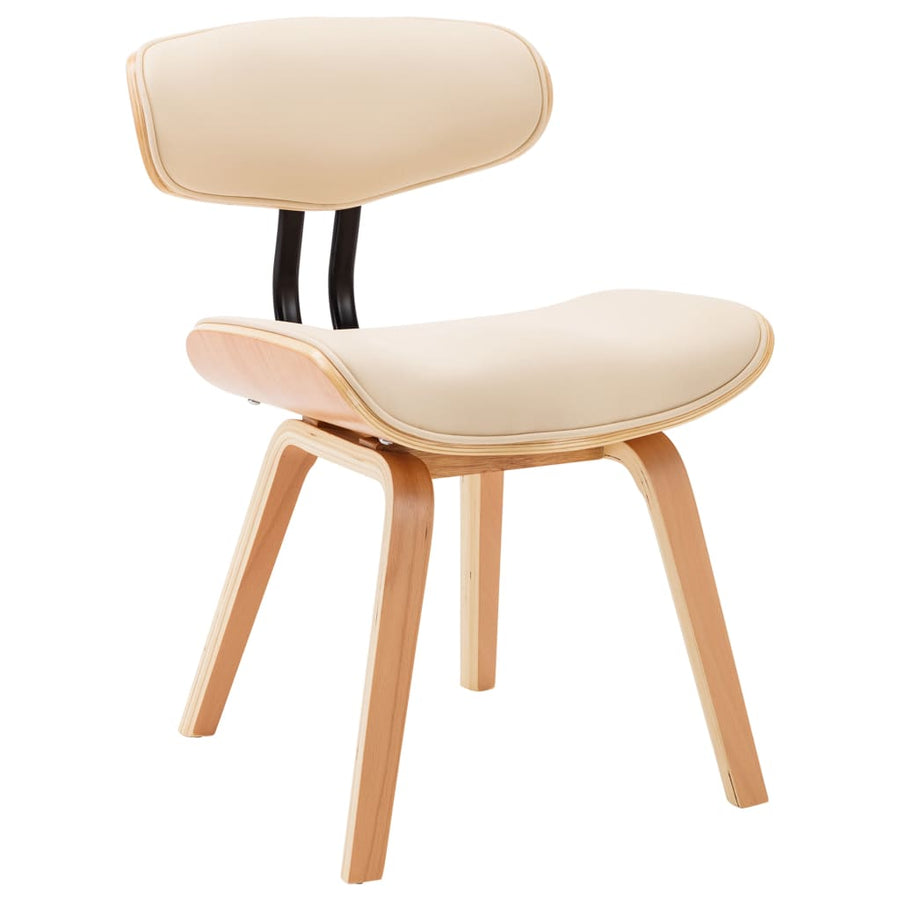 Eetkamerstoelen 2 St Gebogen Hout En Kunstleer Crèmekleurig Crème en lichtbruin