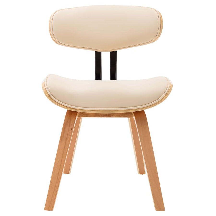 Eetkamerstoelen 2 St Gebogen Hout En Kunstleer Crèmekleurig Crème en lichtbruin