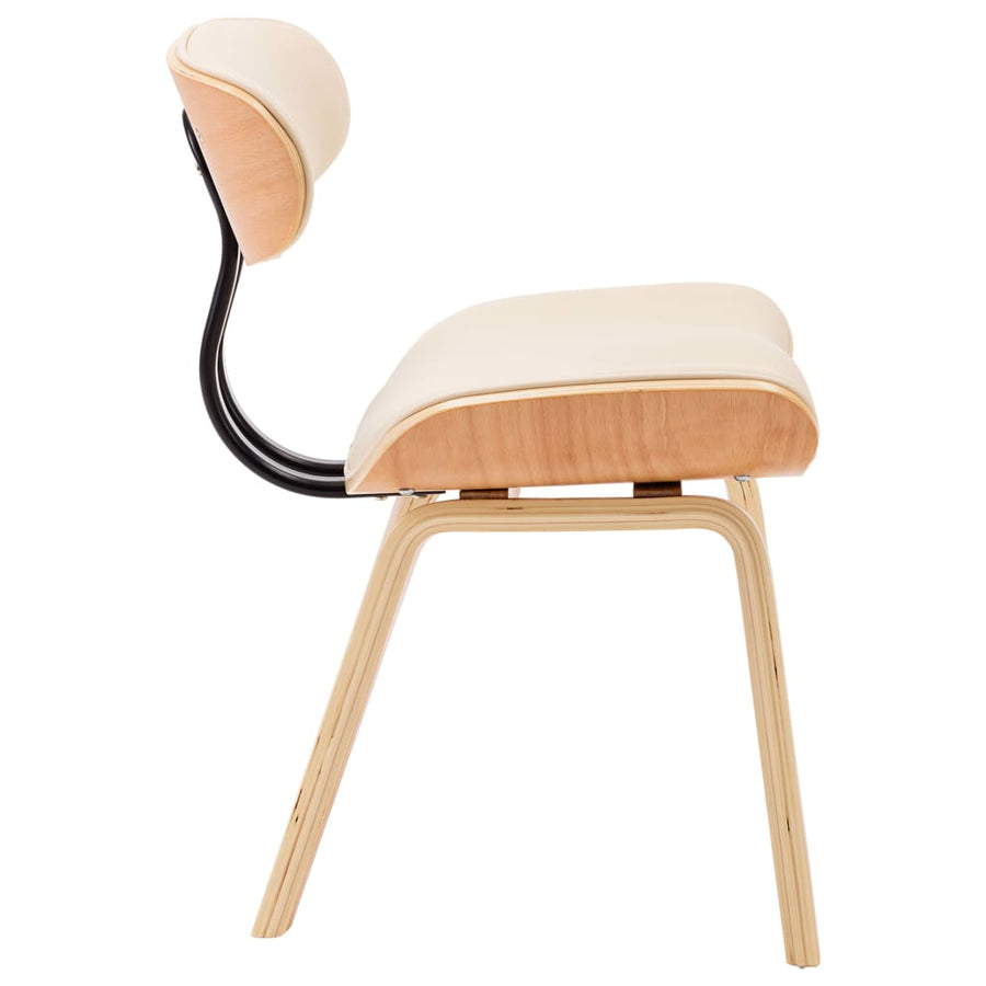 Eetkamerstoelen 2 St Gebogen Hout En Kunstleer Crèmekleurig Crème en lichtbruin