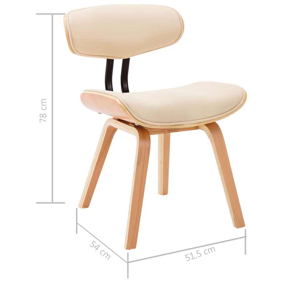 Eetkamerstoelen 2 St Gebogen Hout En Kunstleer Crèmekleurig Crème en lichtbruin