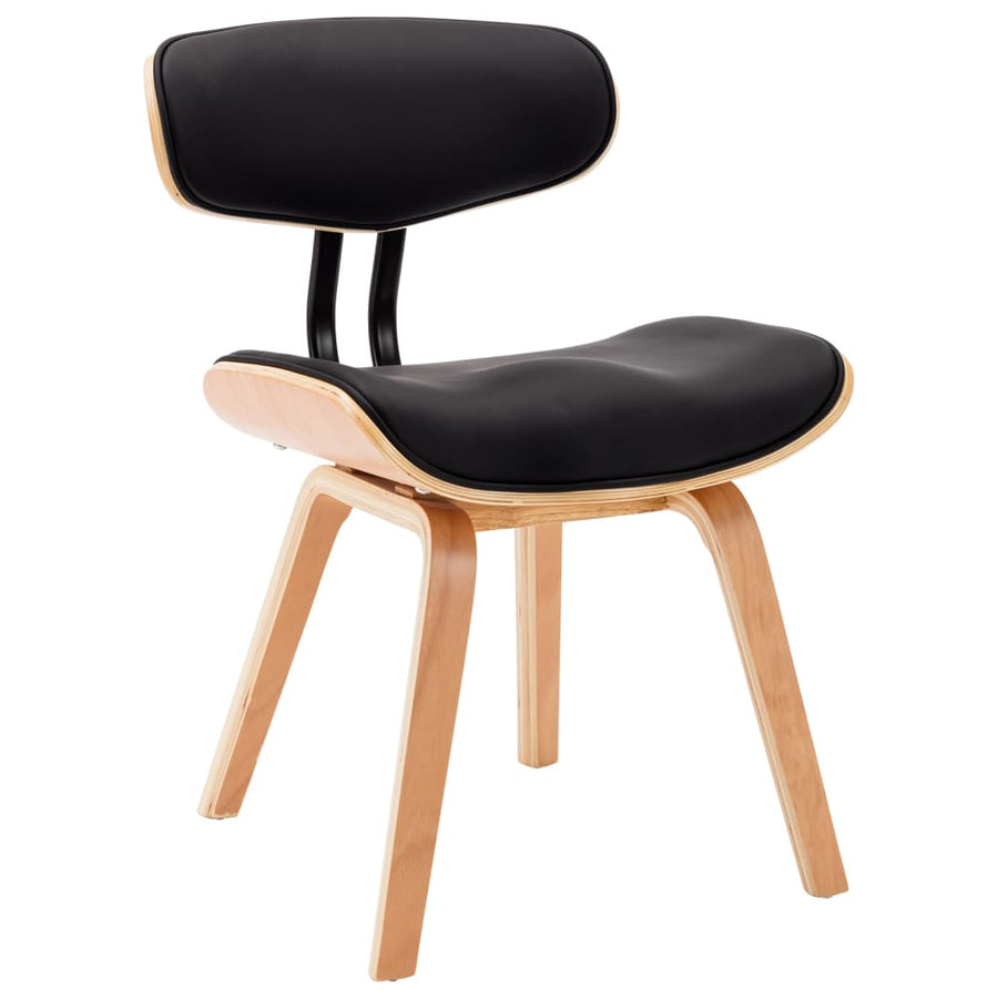 Eetkamerstoelen Gebogen Hout En Kunstleer 2 Zwart en lichtbruin