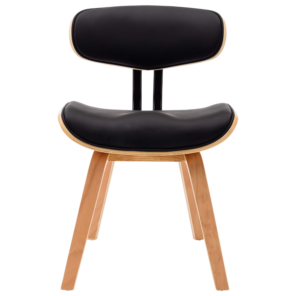 Eetkamerstoelen Gebogen Hout En Kunstleer 2 Zwart en lichtbruin