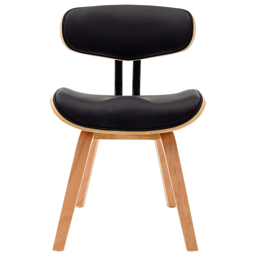 Eetkamerstoelen Gebogen Hout En Kunstleer 2 Zwart en lichtbruin