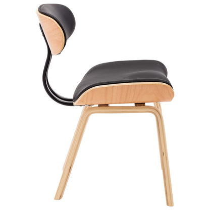 Eetkamerstoelen Gebogen Hout En Kunstleer 2 Zwart en lichtbruin