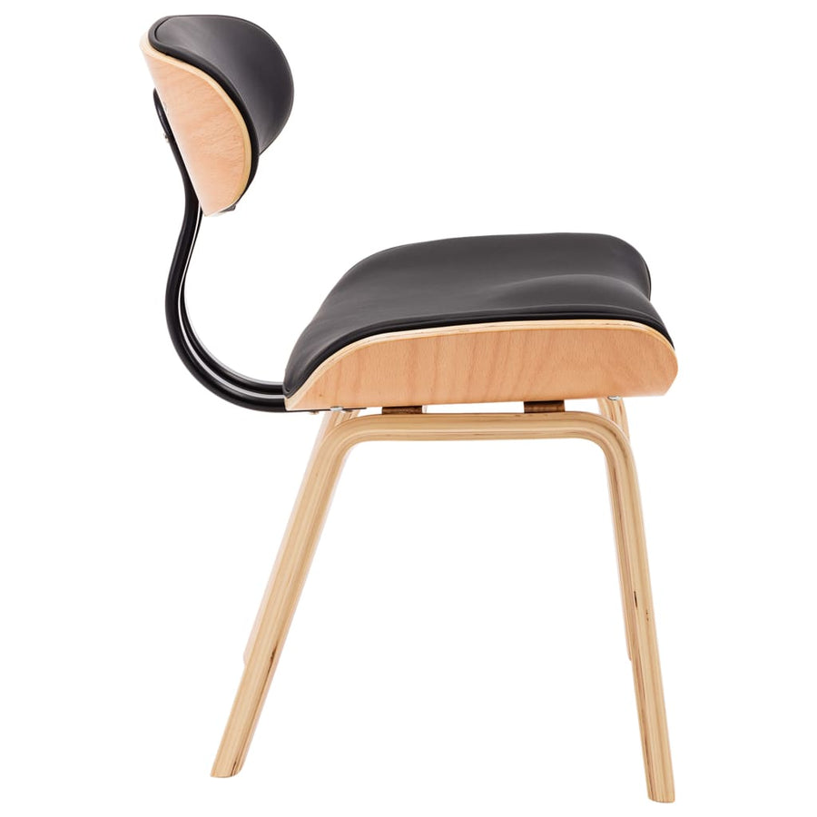 Eetkamerstoelen Gebogen Hout En Kunstleer 2 Zwart en lichtbruin