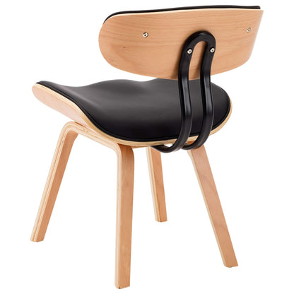 Eetkamerstoelen Gebogen Hout En Kunstleer 2 Zwart en lichtbruin