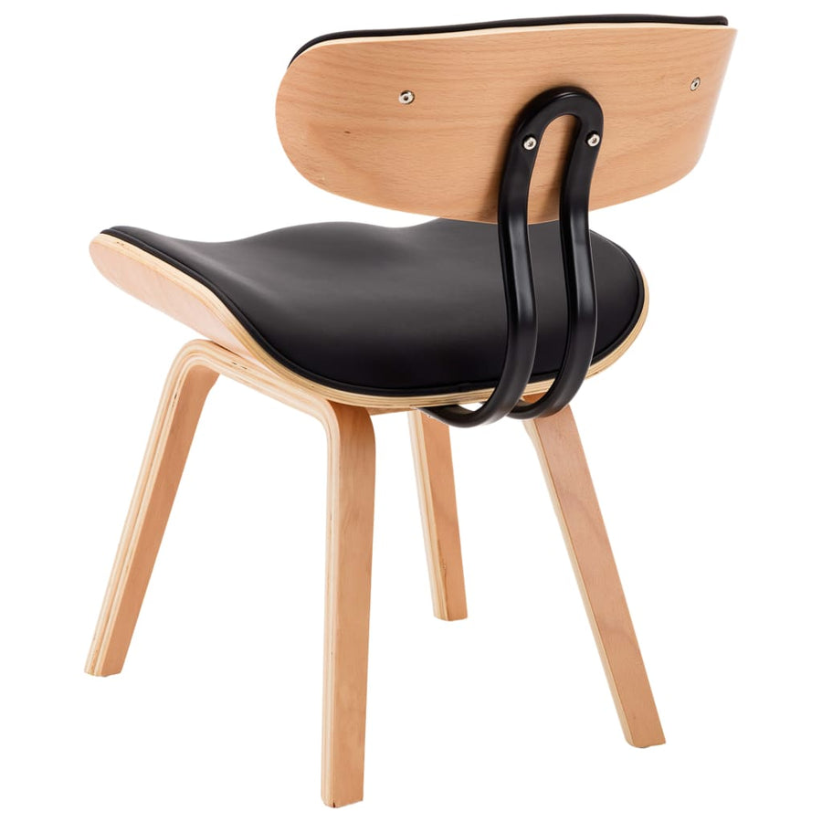 Eetkamerstoelen Gebogen Hout En Kunstleer 2 Zwart en lichtbruin