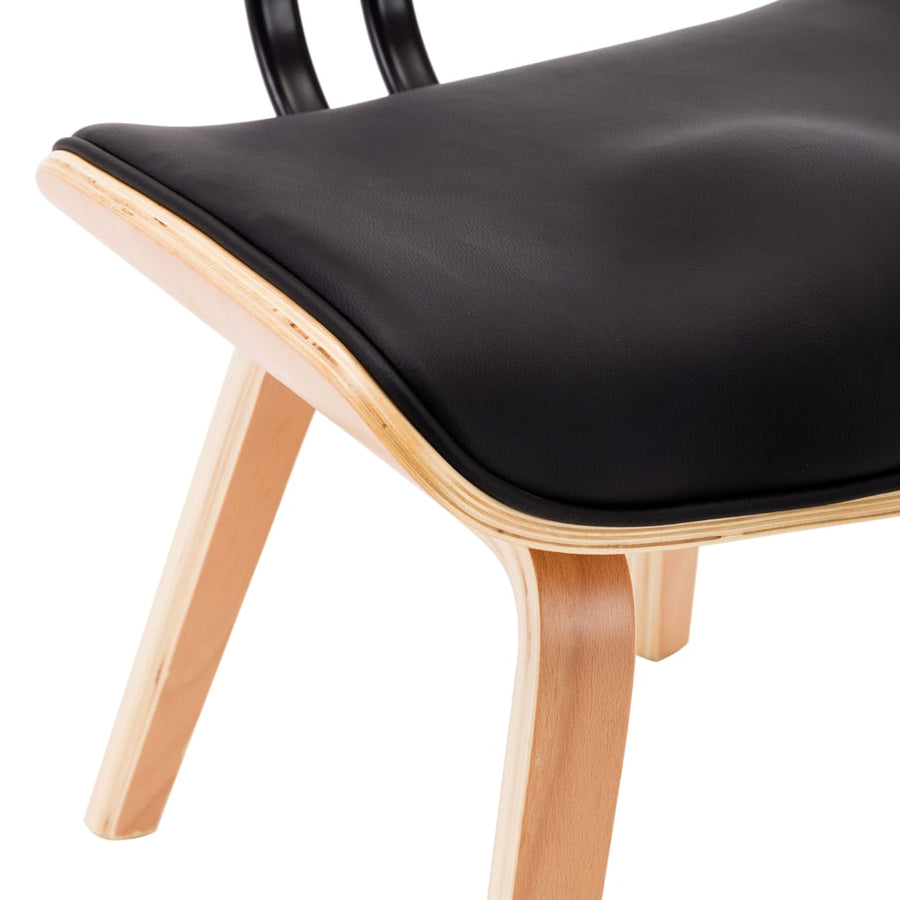 Eetkamerstoelen Gebogen Hout En Kunstleer 2 Zwart en lichtbruin