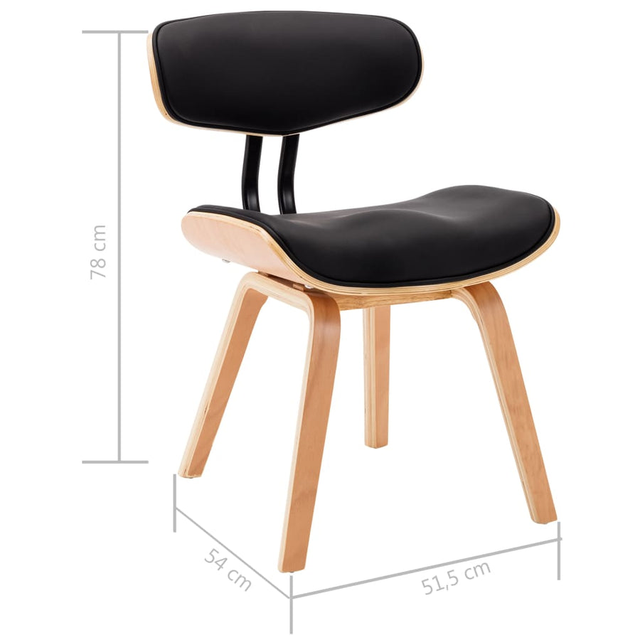 Eetkamerstoelen Gebogen Hout En Kunstleer 2 Zwart en lichtbruin