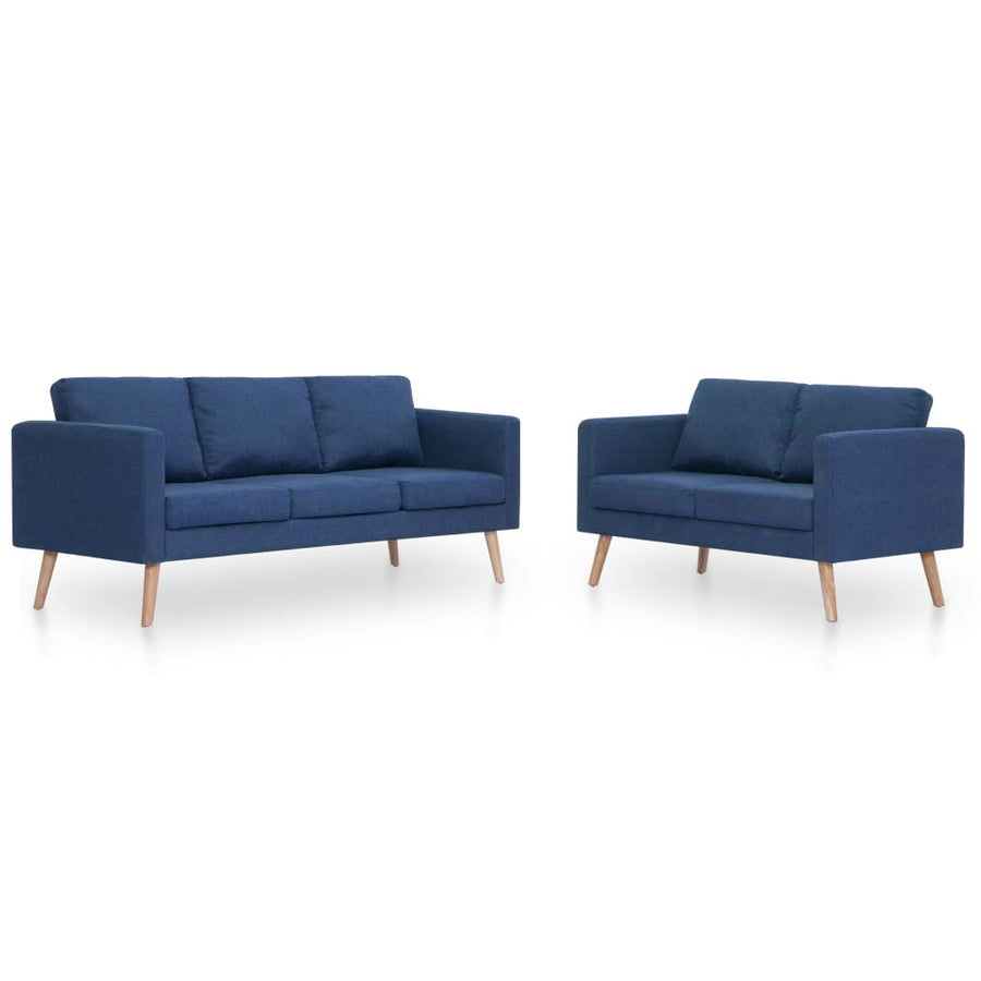 2-Delig Bankstel Stof Blauw 2-zits + 3-zits