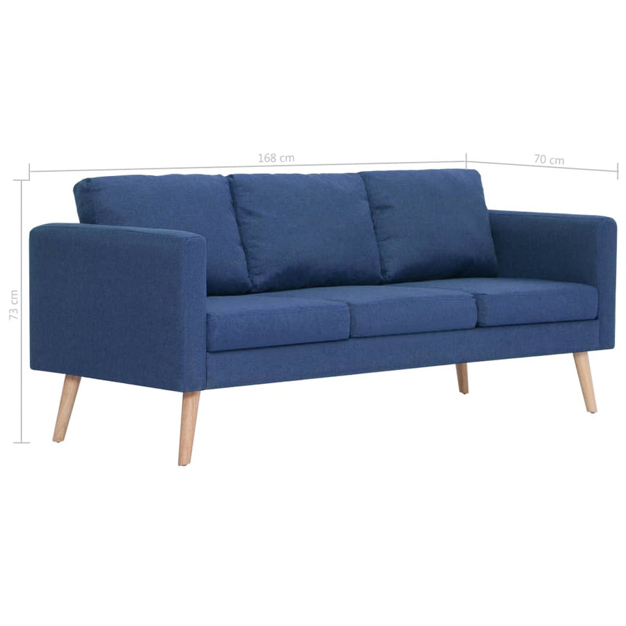 2-Delig Bankstel Stof Blauw 2-zits + 3-zits